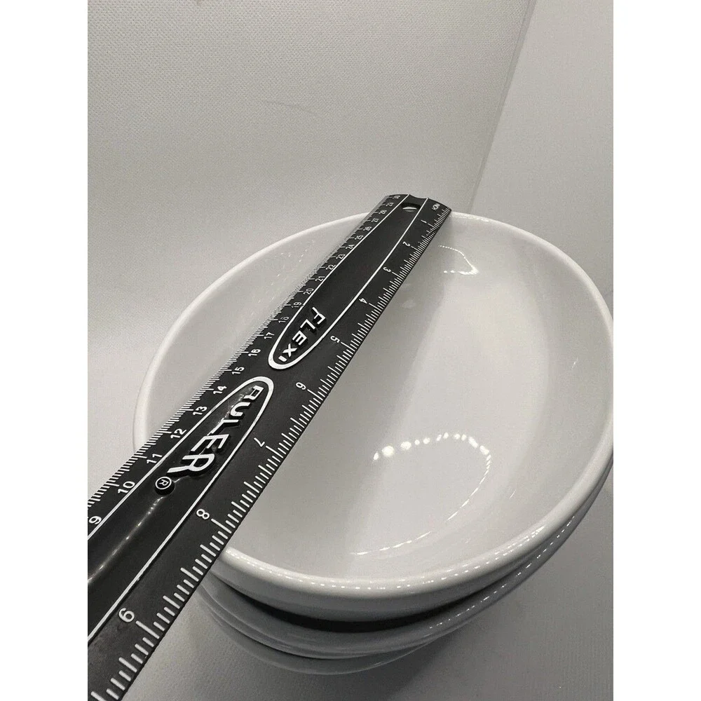 4 CB2 Crate & Barrel White Porcelain egg Shaped oblong oval abstract modern bowl